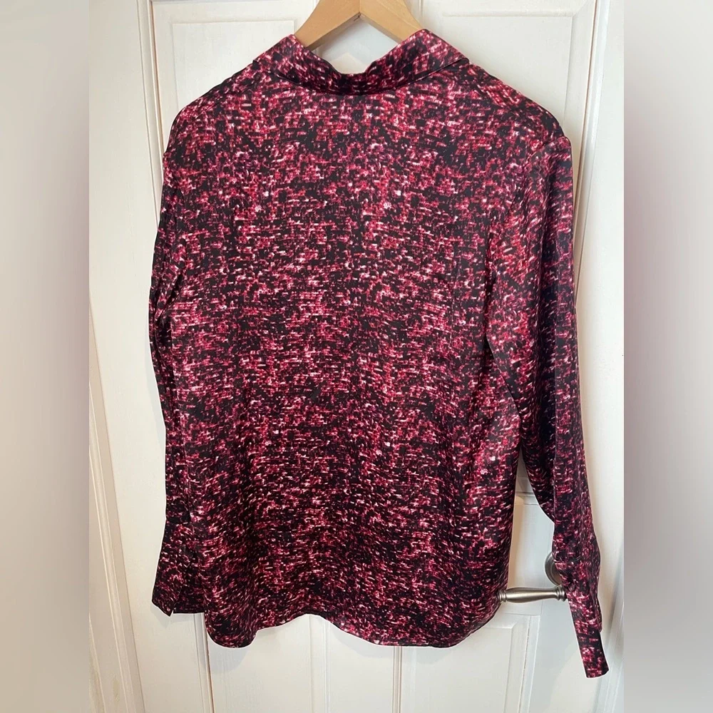 Catherine Gee Daria French Cuff 100% Silk Red Sequin Blouse Oversized S - Picture 5 of 7